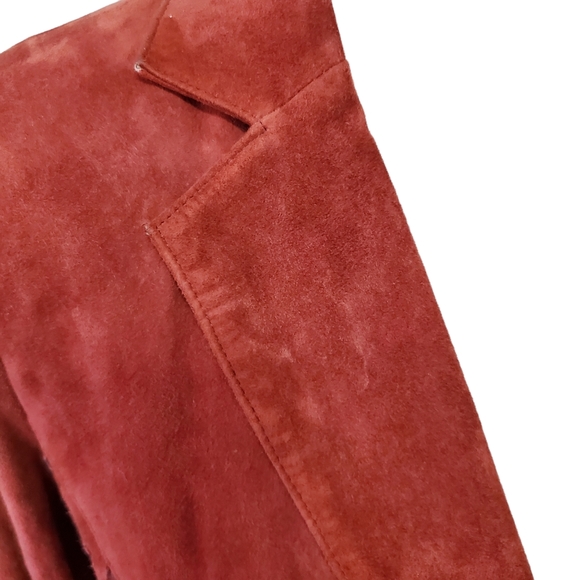 Vakko V2 Vintage Burgundy Red Suede Leather Jacket Size 8 - Picture 7 of 8